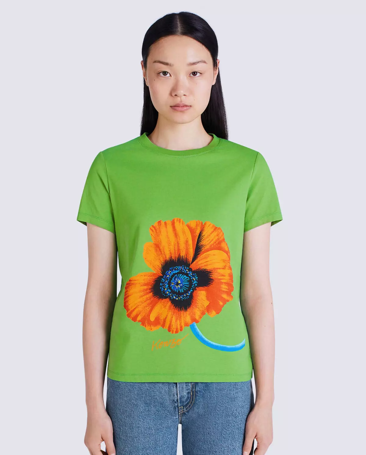 Zielona koszulka z kwiatowym nadrukiem Poppy - Image #0