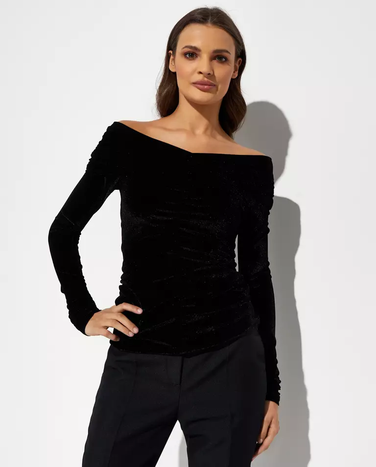 Aksamitny top z marszczeniem