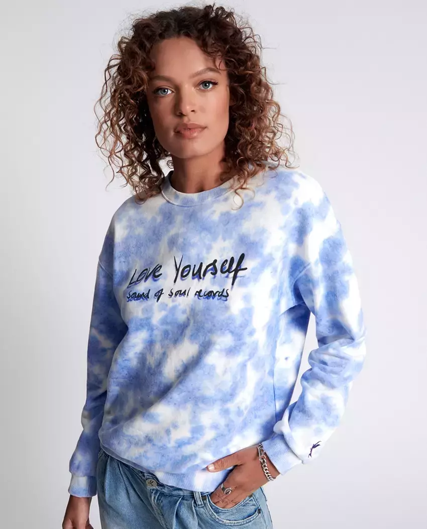 Bawełniana bluza tie-dye Love Yourself - Image #0