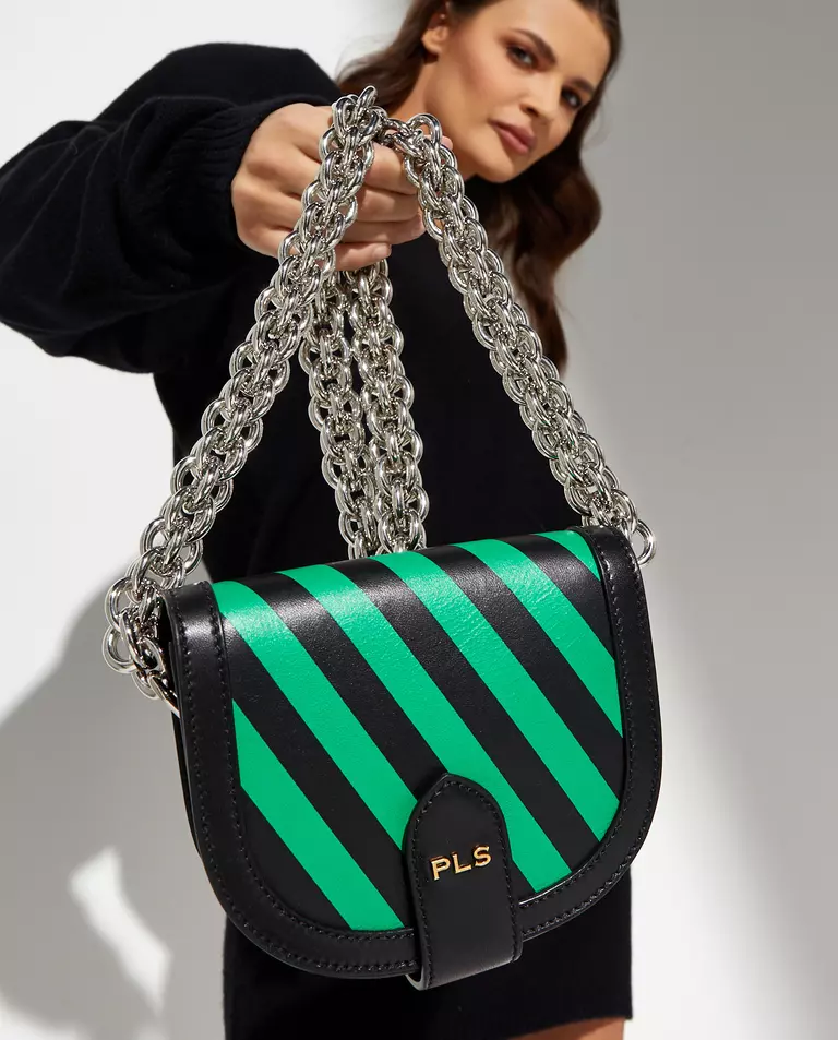 Skórzana torebka na ramię z printem