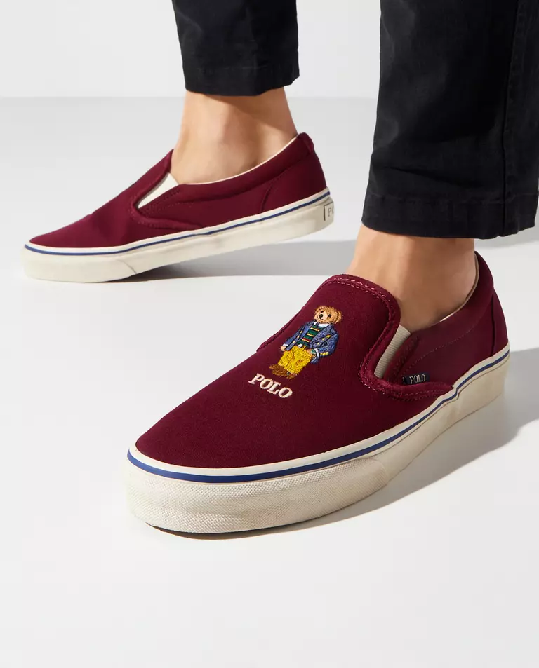 Bordowe trampki z misiem Polo