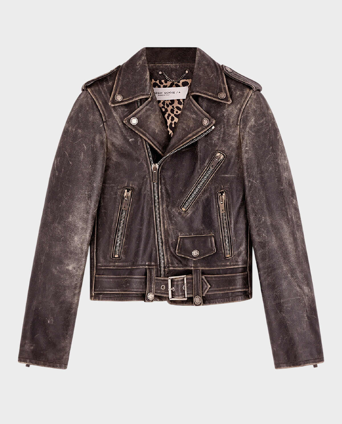 Skórzana kurtka typu biker - Image #1