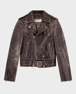 Skórzana kurtka typu biker - Image #1