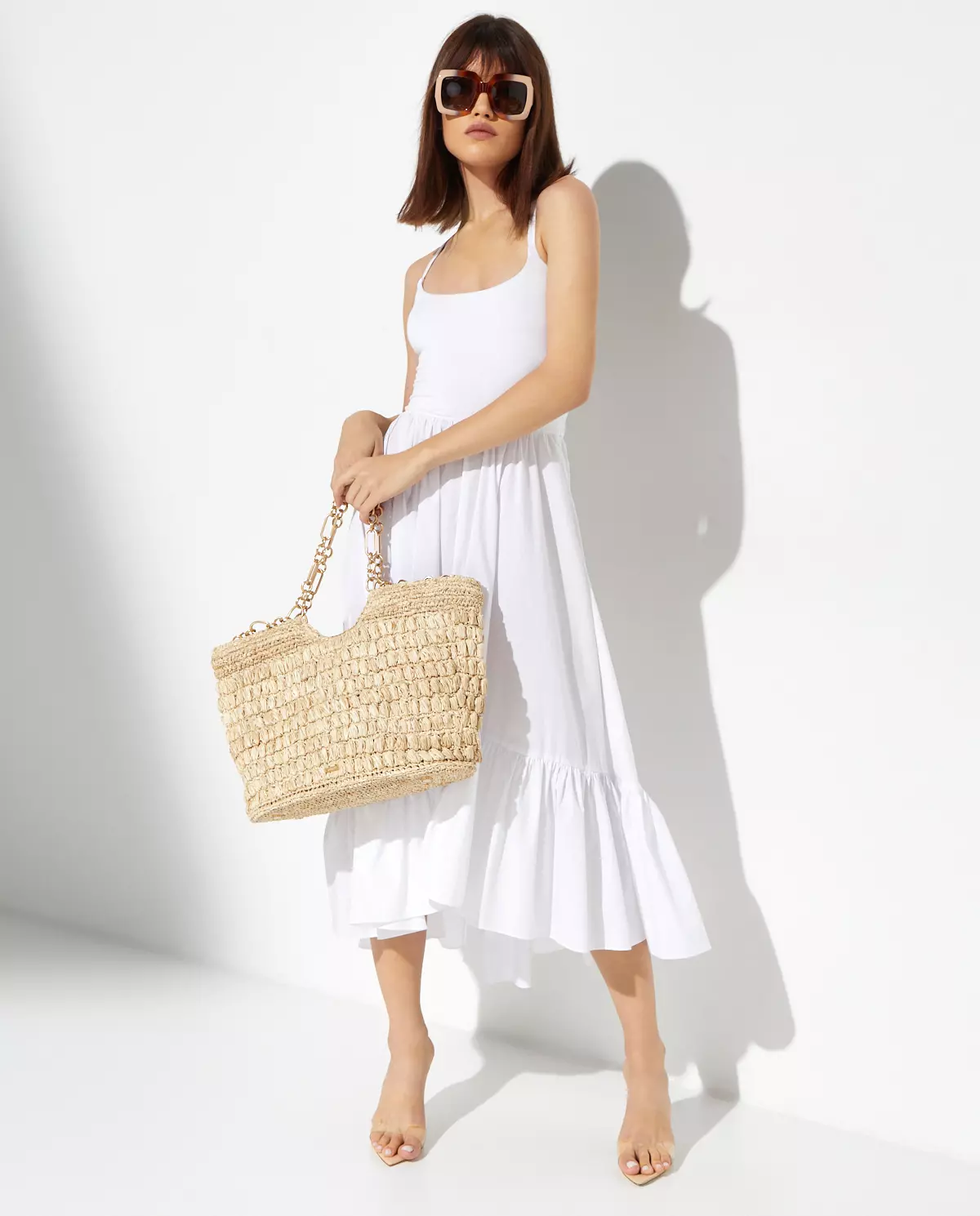 Biała sukienka midi z falbankami Veronica Dress - Image #2