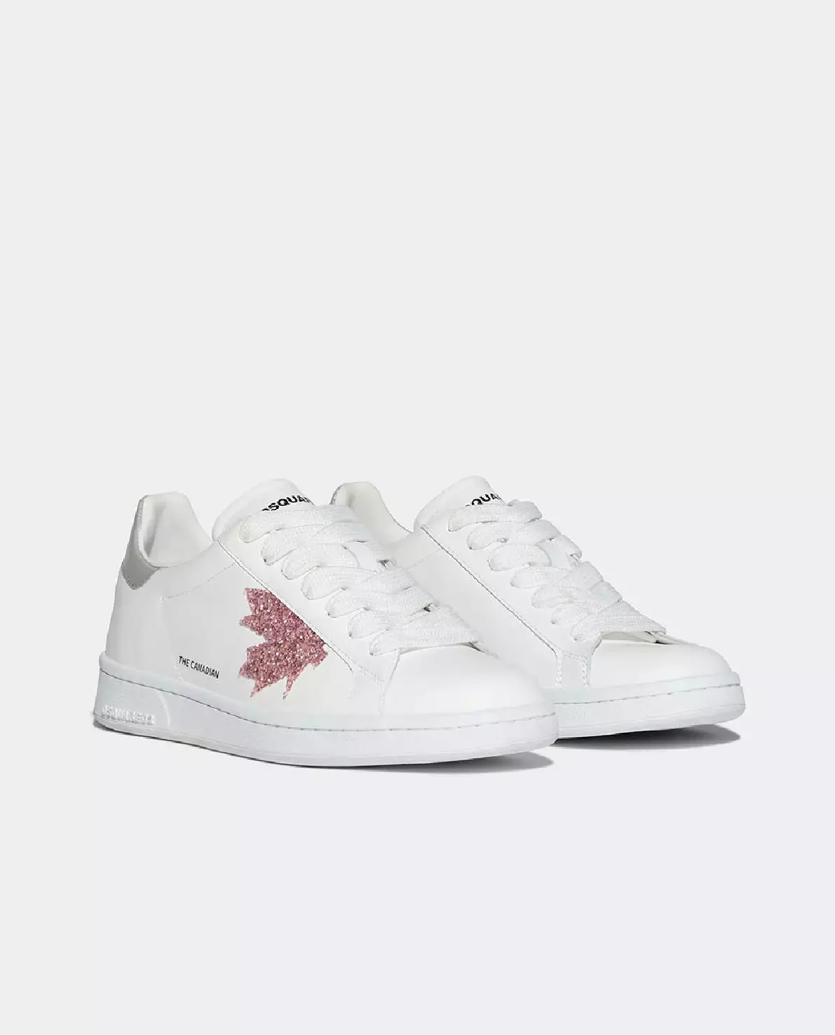 Skórzane sneakersy z brokatowym logo marki - Image #2