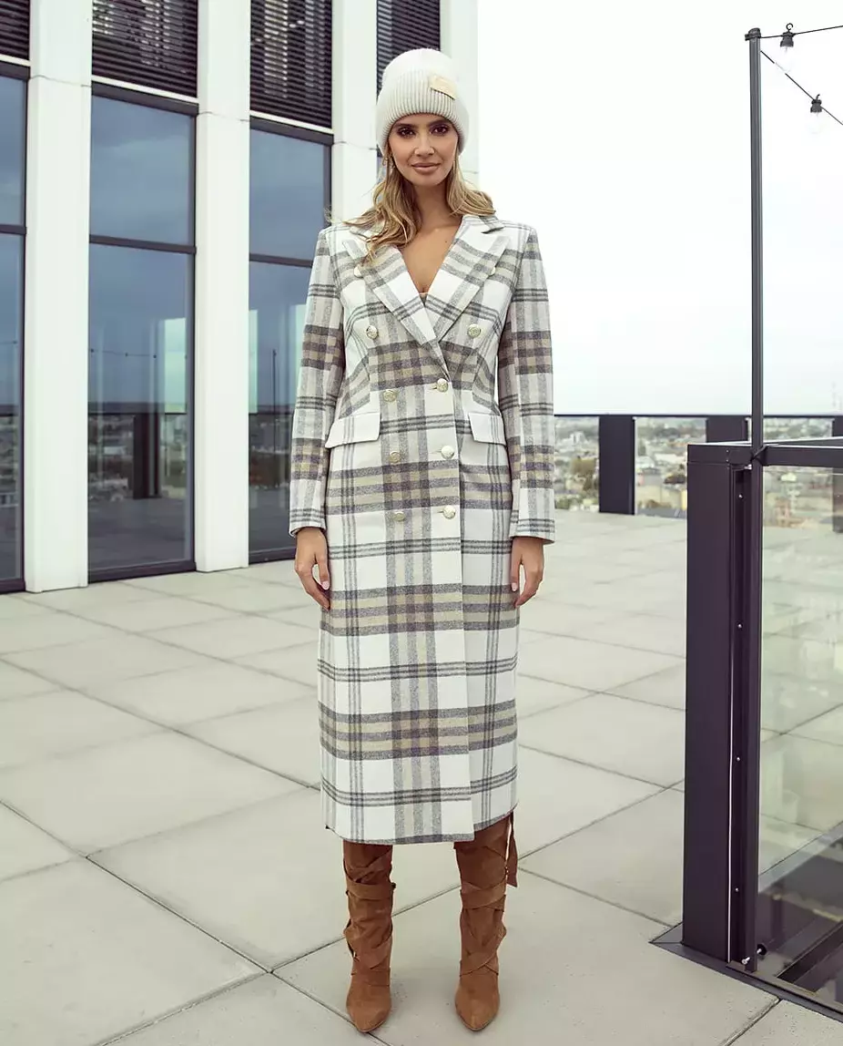 Wełniany płaszcz w kratę Oliwia - Image #1