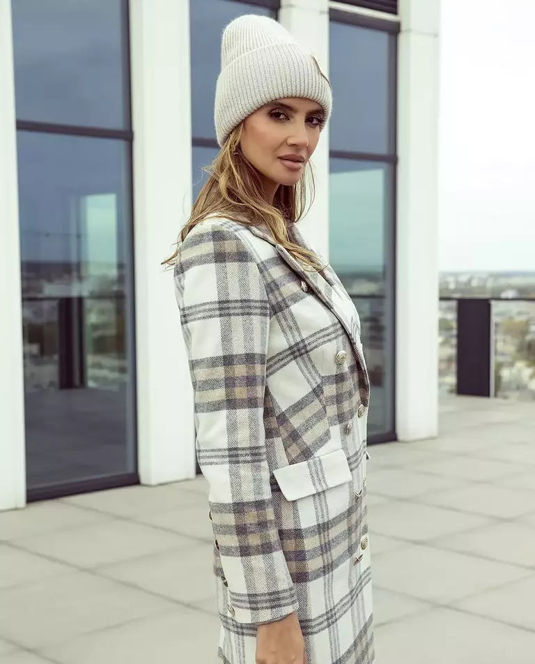 Wełniany płaszcz w kratę Oliwia - Image #3