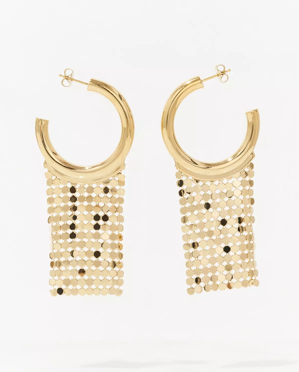 Złote okrągłe kolczyki z siatką - Image #0