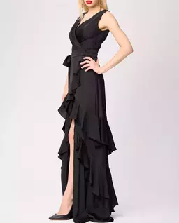 Czarna maxi sukienka z falbankami Ewela - Image #3