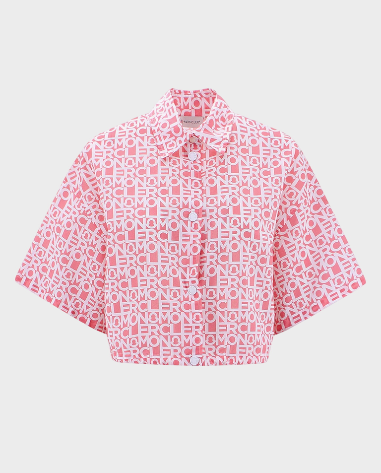 Różowa koszula crop top z monogramem