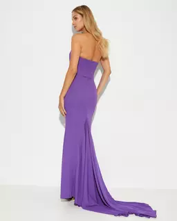 Purpurowa sukienka maxi z odkrytymi ramionami - Image #1
