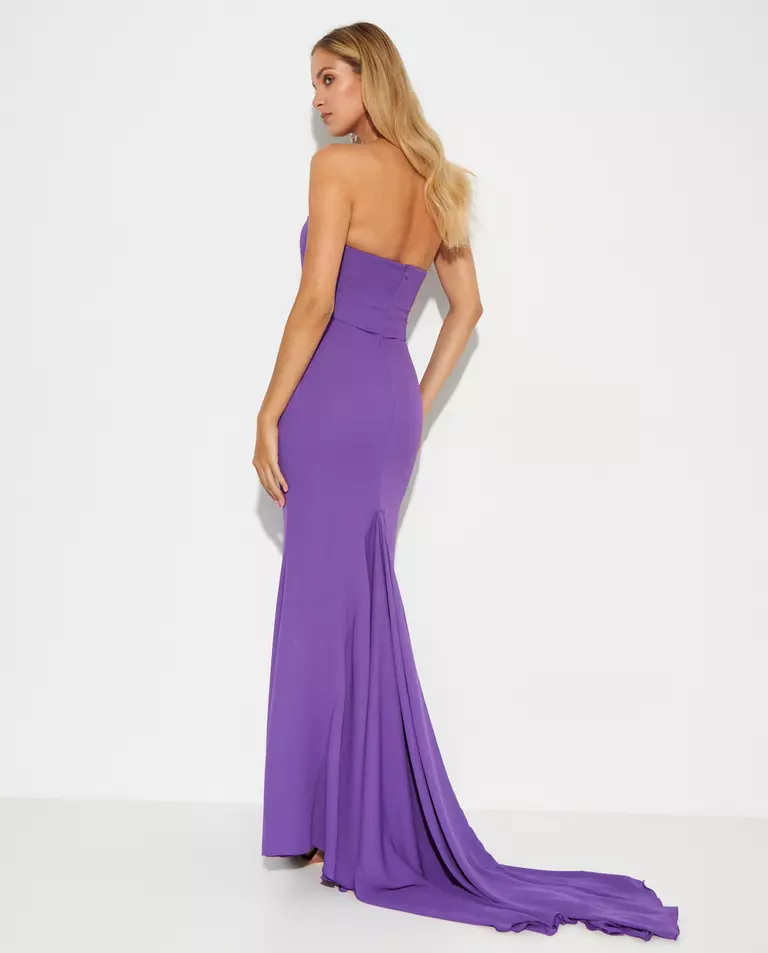 Purpurowa sukienka maxi z odkrytymi ramionami - Image #1