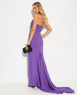 Purpurowa sukienka maxi z odkrytymi ramionami - Image #4