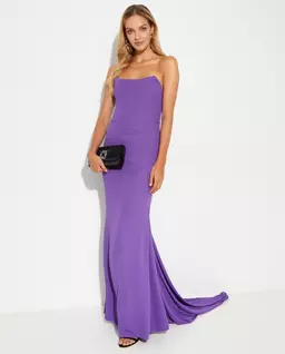 Purpurowa sukienka maxi z odkrytymi ramionami - Image #3