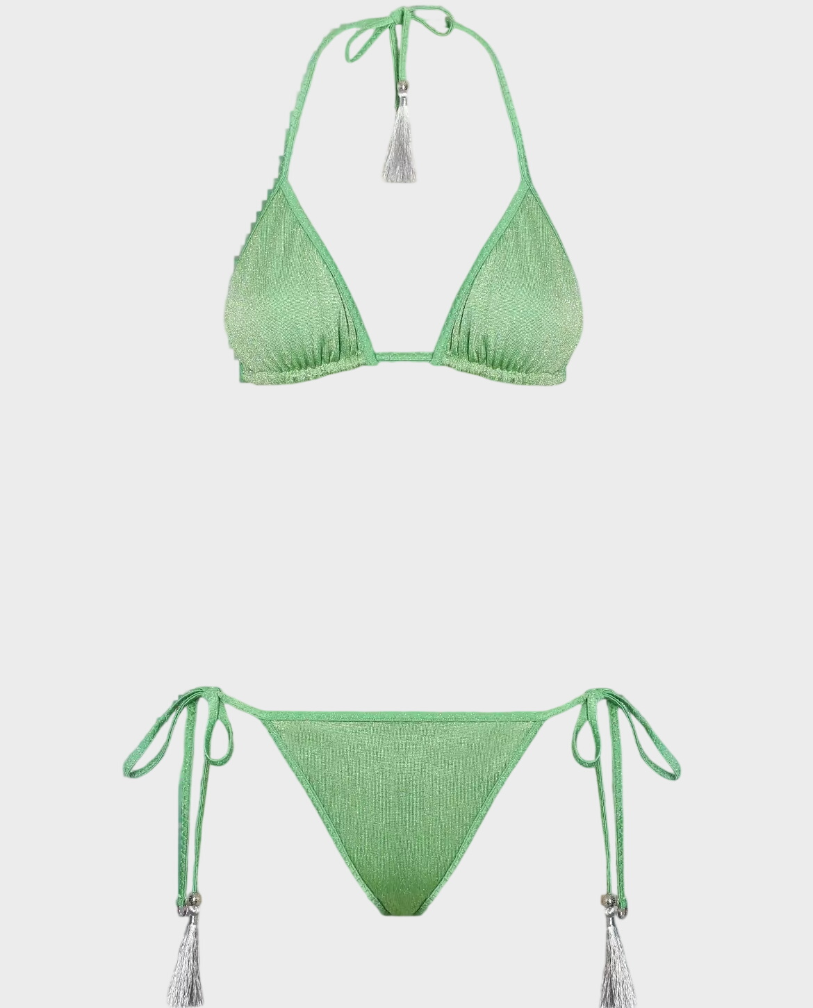 Zielone dwuczęściowe bikini z błyszczącą nicią - Image #0