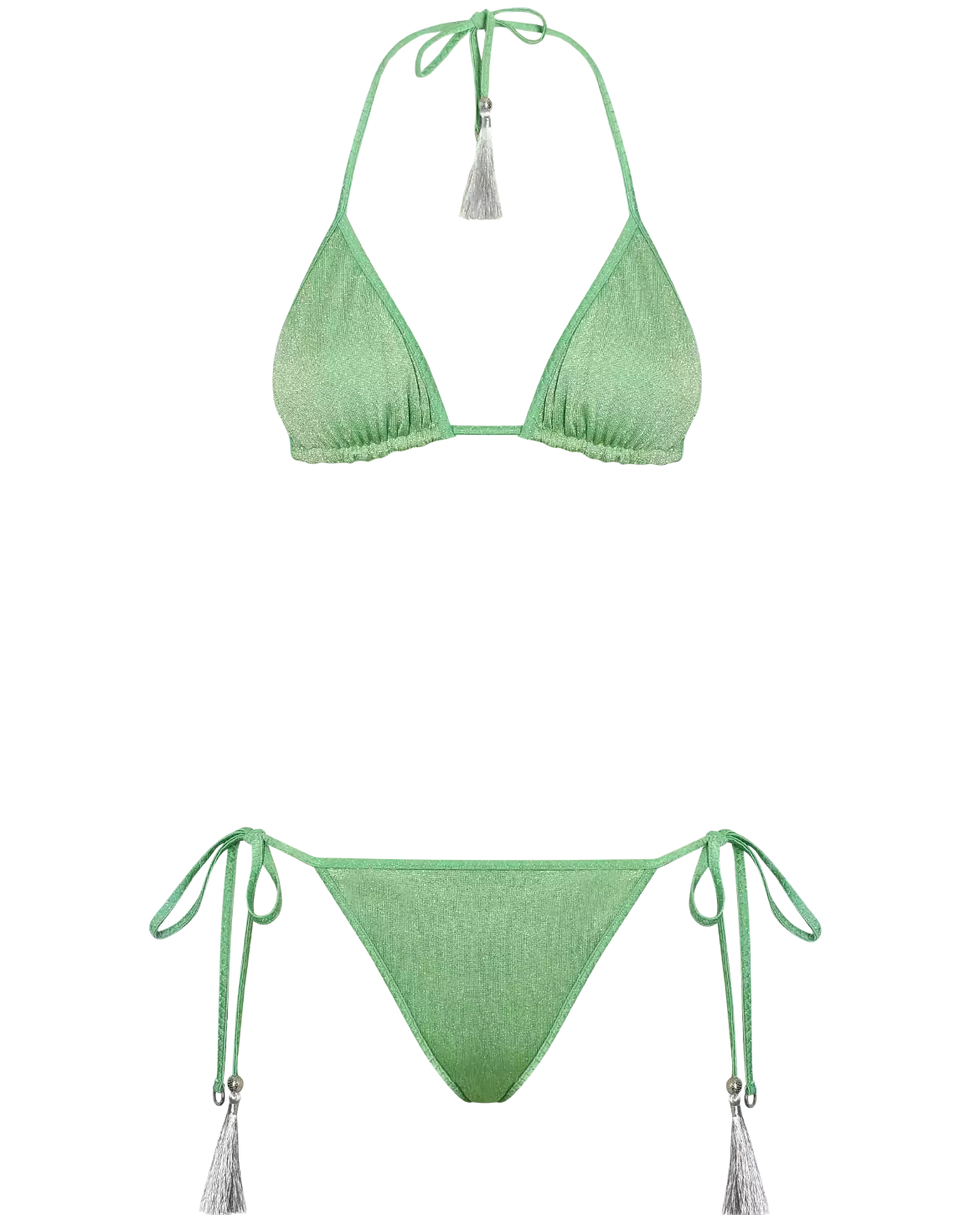 Zielone dwuczęściowe bikini z błyszczącą nicią - Image #2