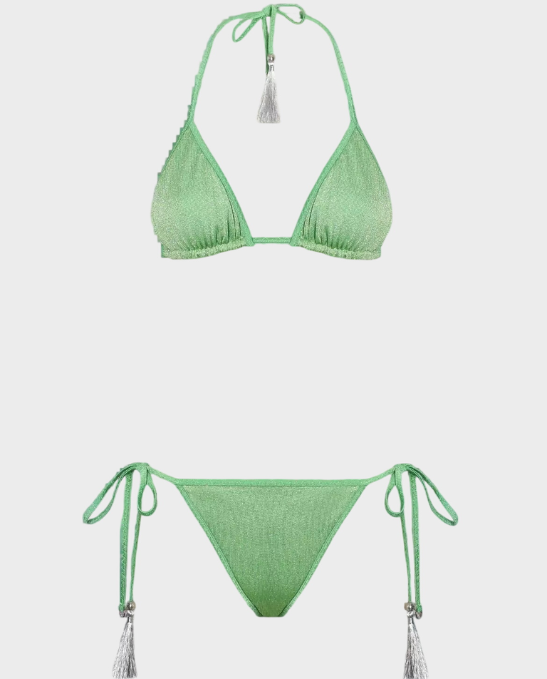 Zielone dwuczęściowe bikini z błyszczącą nicią - Image #0
