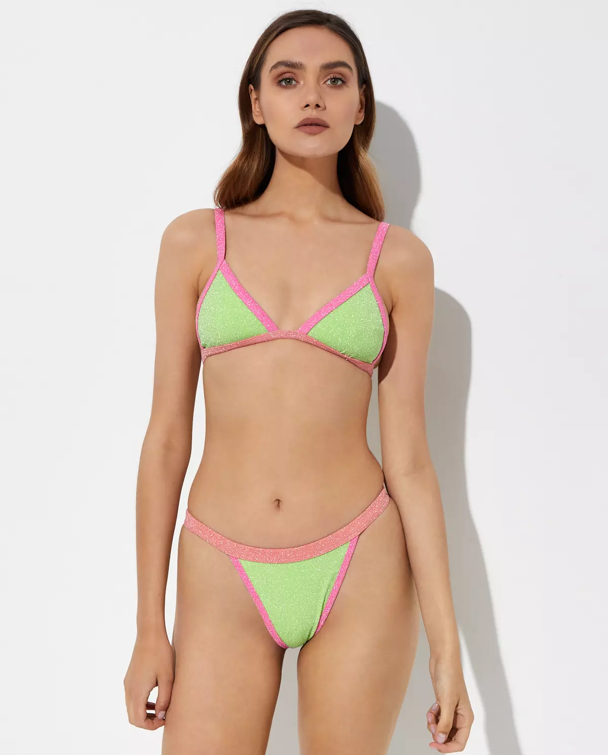 Zielony brokatowy top od bikini Mika - Image #0