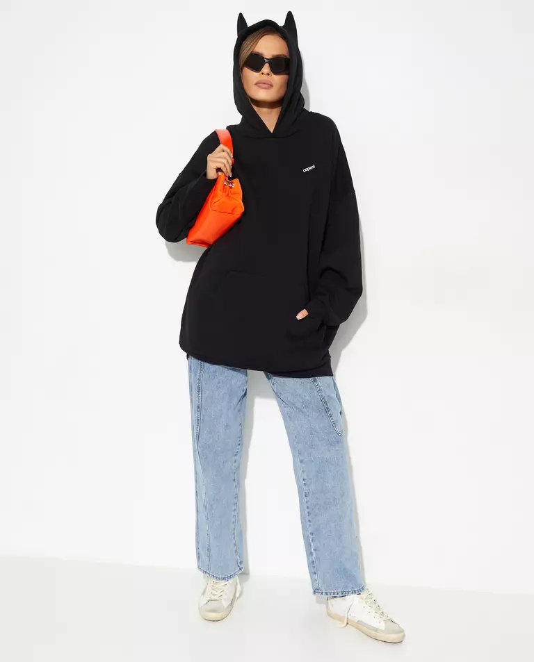 Czarna bluza oversize z kapturem - Image #2