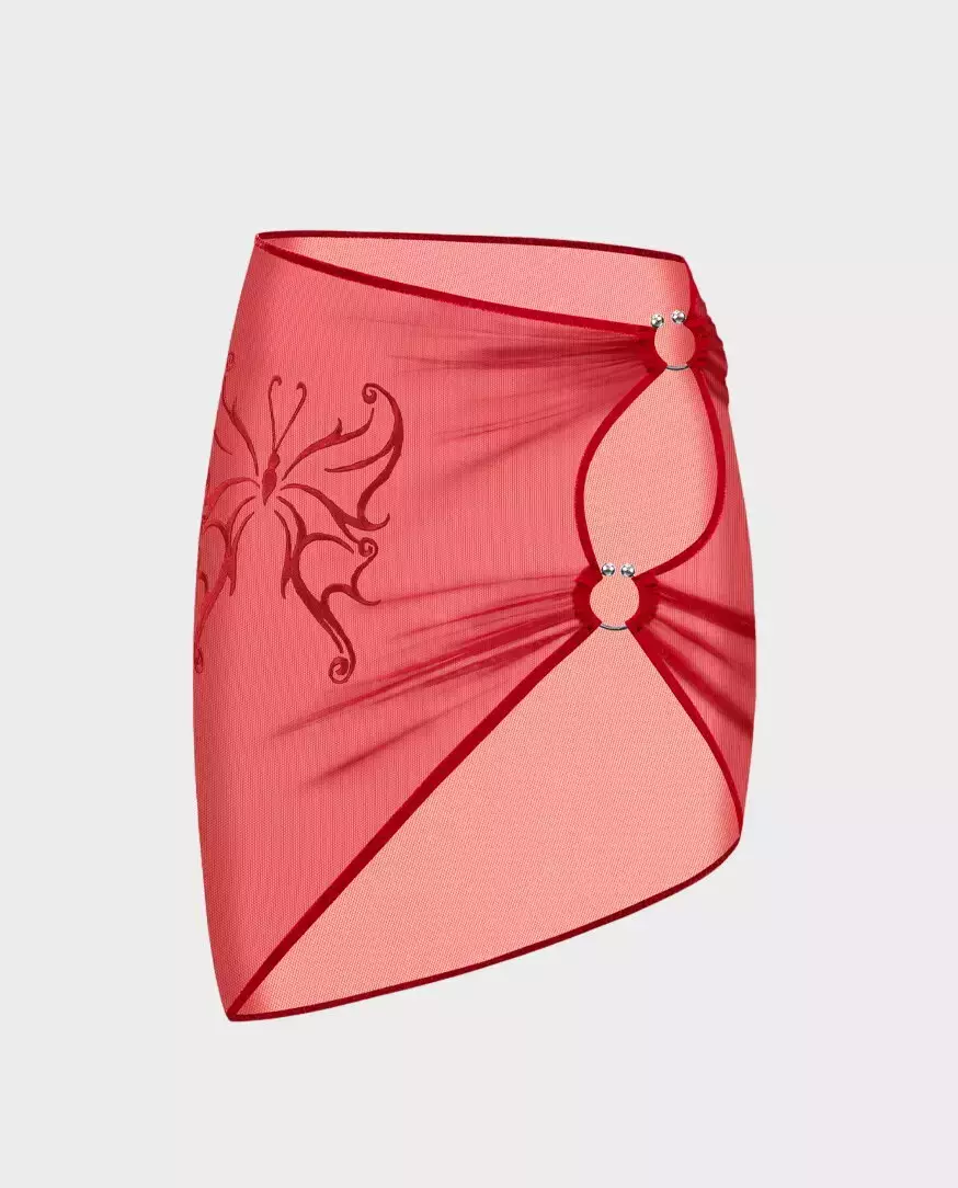 Czerwona spódnica z siateczki Ava - Image #0