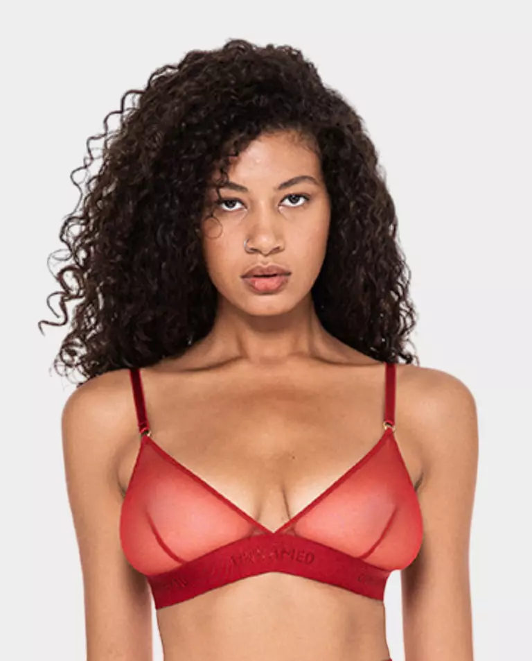 Czerwony biustonosz z siateczki Hanna