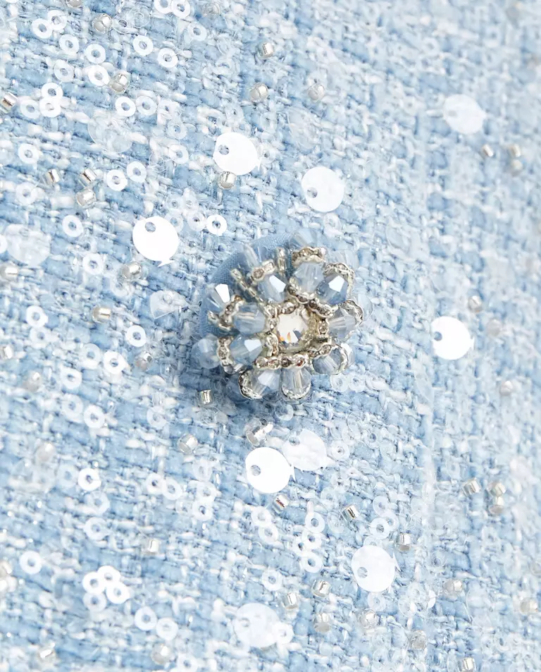 Niebieska spódnica mini z cekinami - Image #3