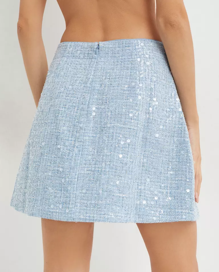 Niebieska spódnica mini z cekinami - Image #2