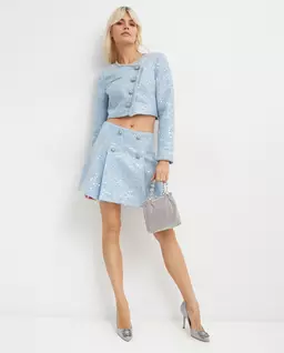 Niebieska spódnica mini z cekinami - Image #1