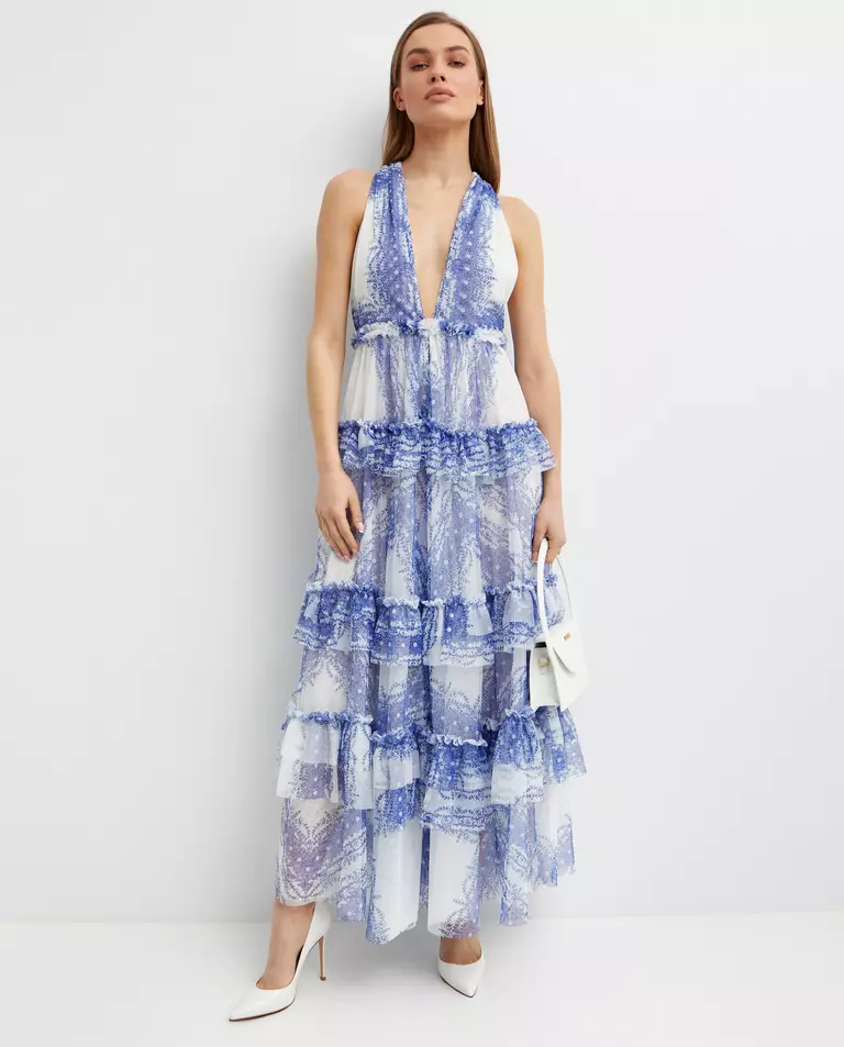 Letnia sukienka maxi z printem