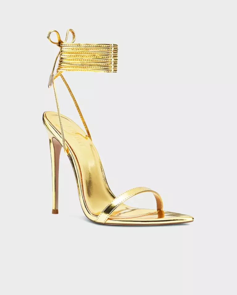 Złote sandały na szpilce The London Lace-Up