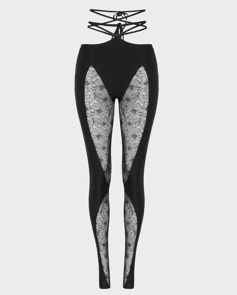 Czarne legginsy z koronką Kate