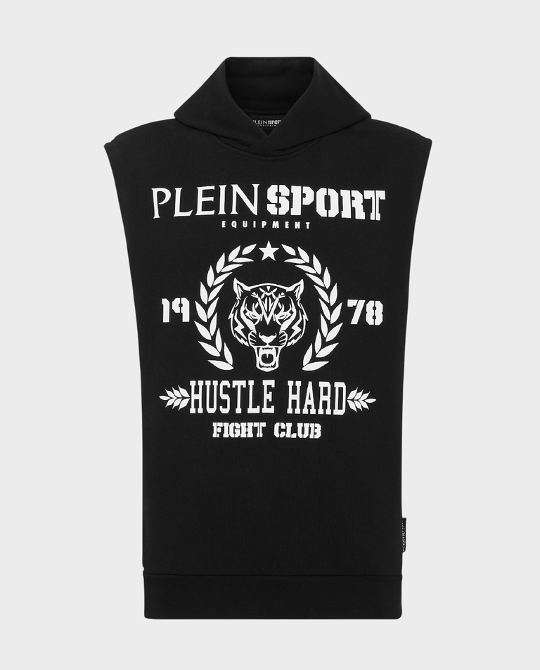 Czarny t-shirt bez rękawów Tiger
