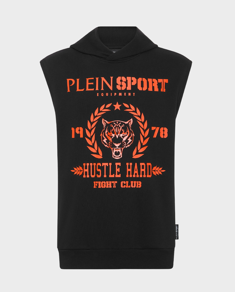 Czarny t-shirt bez rękawów Tiger