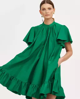 Zielona mini sukienka z falbanką Fotyna - Image #3