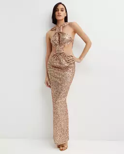 Złota sukienka maxi Sol - Image #1