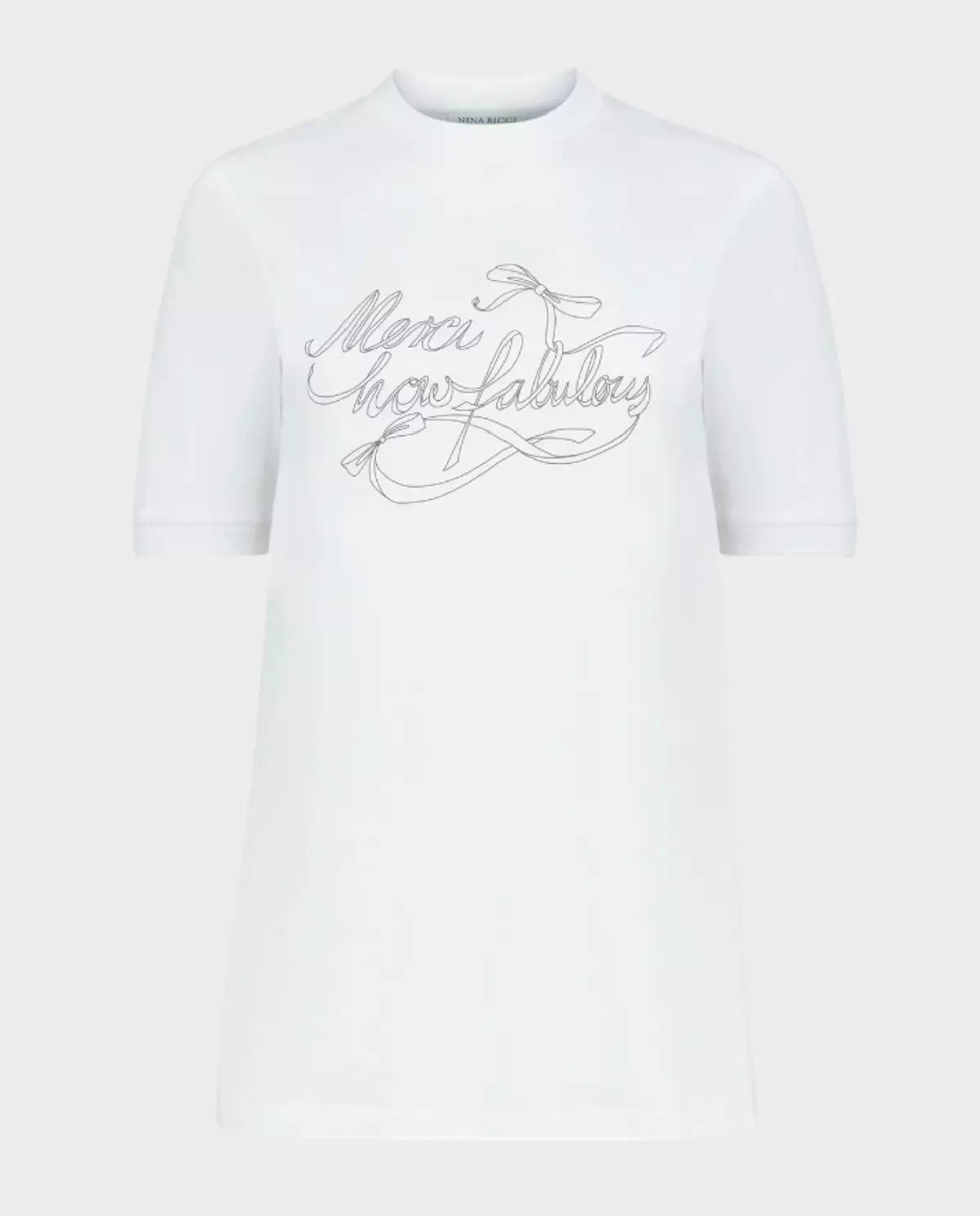 Biały t-shirt „Merci, How Fabulous” - Image #0
