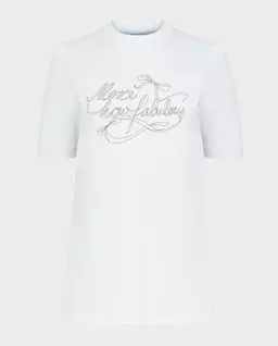 Biały t-shirt „Merci, How Fabulous” - Image #0