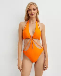 Pomarańczowy jednoczęściowy strój kąpielowy - Image #1