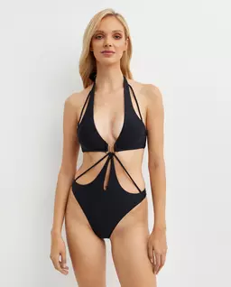 Czarny jednoczęściowy strój kąpielowy - Image #1