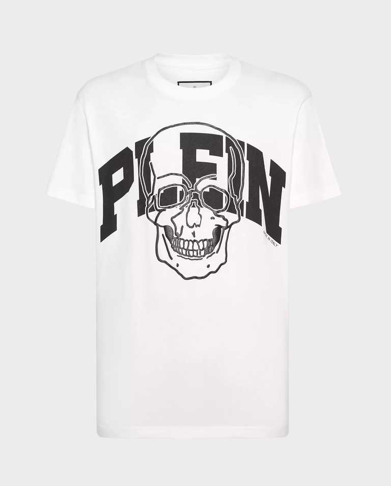Bawełniany biały t-shirt z czaszką