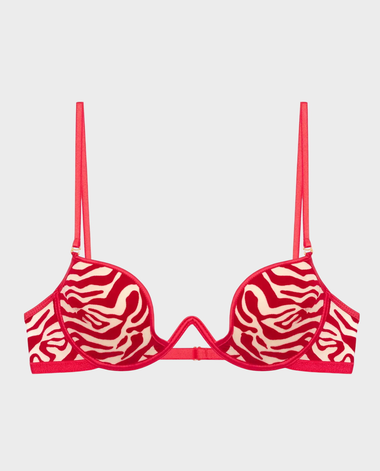 Czerwony biustonosz z welurowym printem Kylie