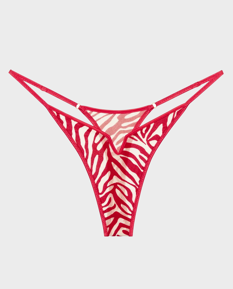 Czerwone stringi z welurowym printem Kylie