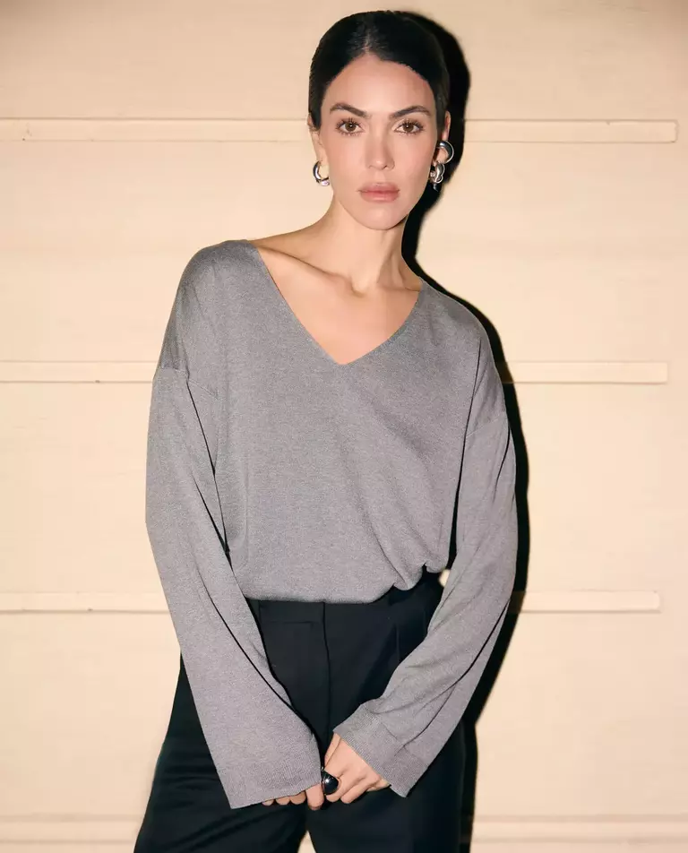 Szary jedwabny sweter oversize #NO.60