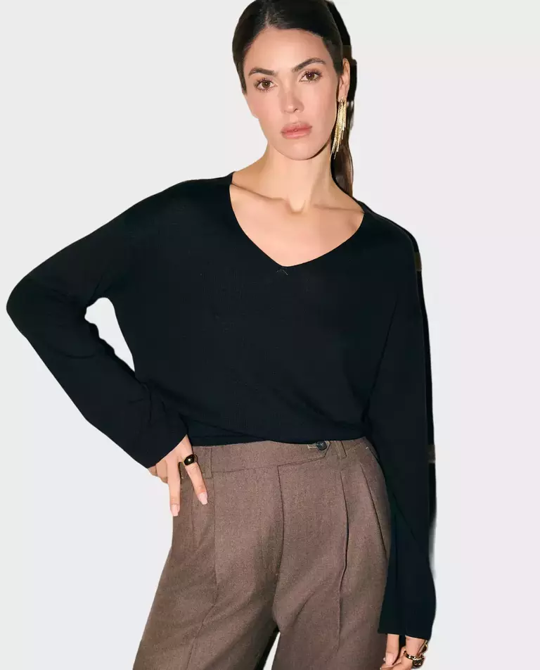 Czarny jedwabny sweter oversize #NO.59