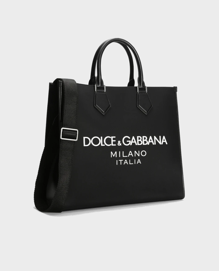 Czarna nylonowa torba shopper z logo