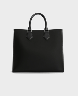 Czarna nylonowa torba shopper z logo - Image #2