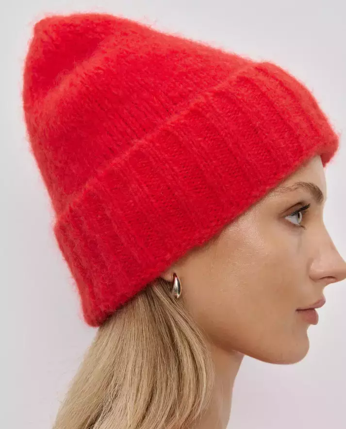 Czerwona moherowa czapka Bondi - Image #2