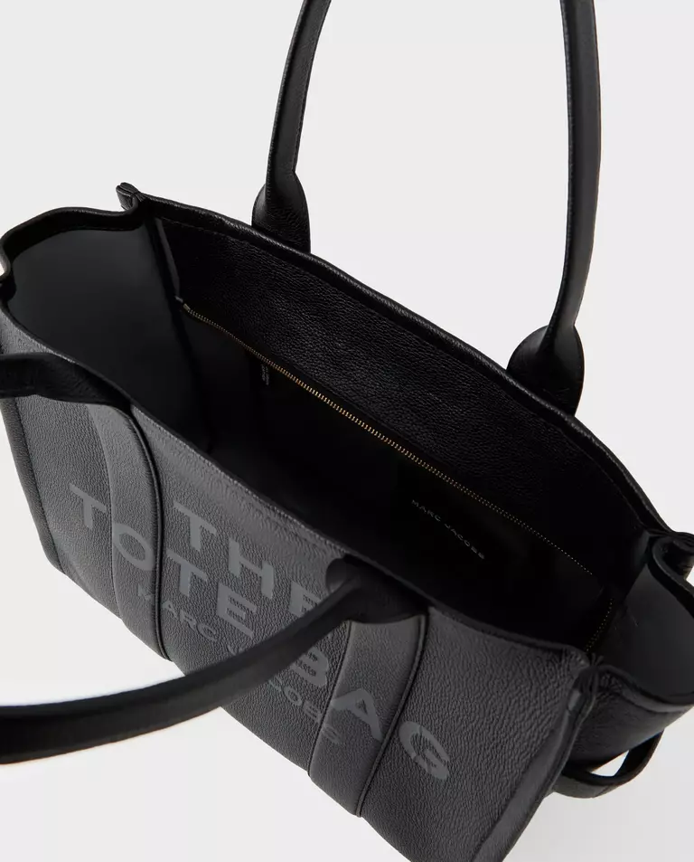 Czarna skórzana torba do ręki Tote Bag - Image #4