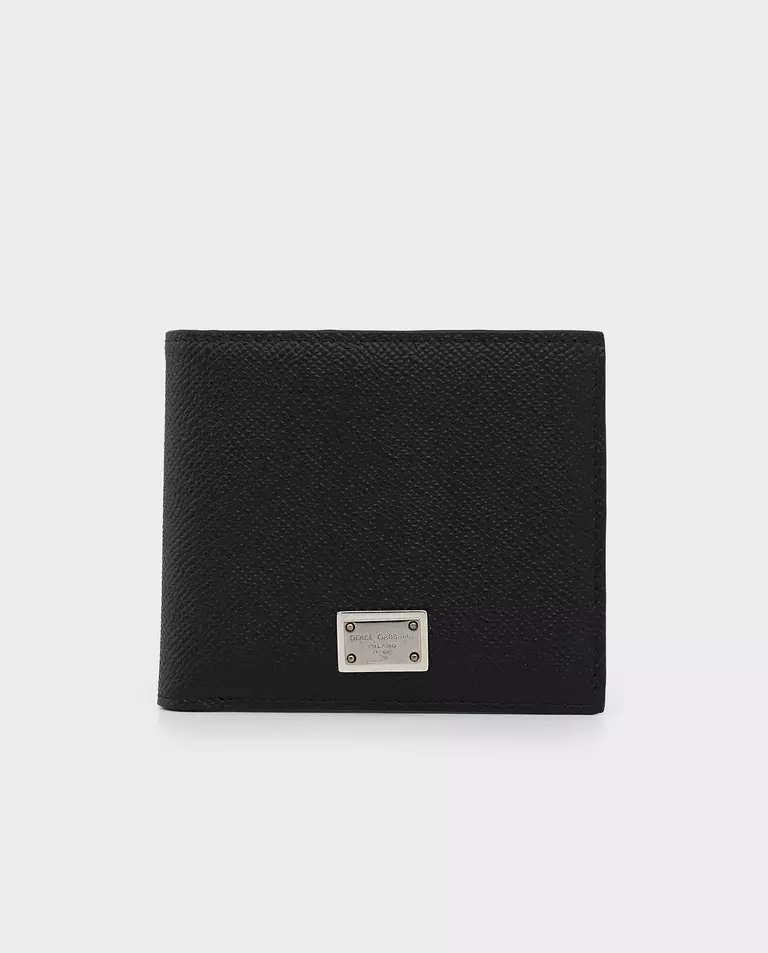 Czarny skórzany portfel z logo