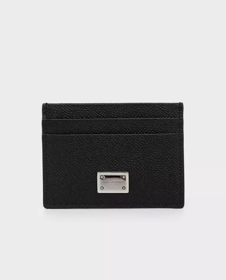 Czarne etui na karty ze skóry